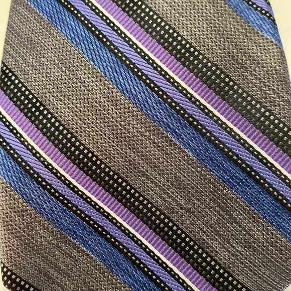 ProntoUomo platinum Mens wearhouse gray blue black lavender stripe X long - Picture 3 of 7